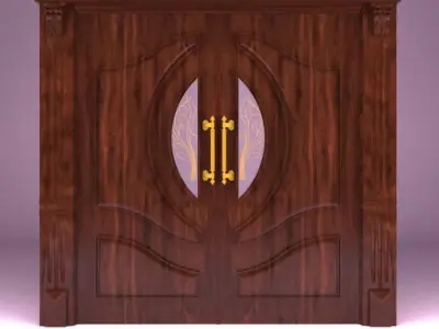 Maral wooden lobby door Low-poly 3D model