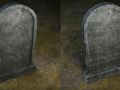 Tombstone - 4 Models - 4k Textures - Low-poly 3D model