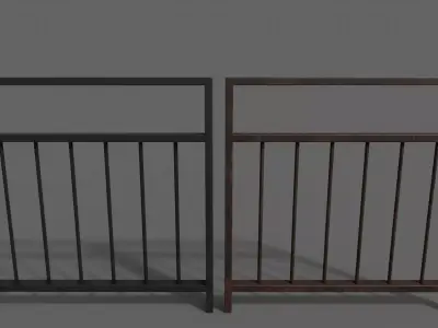 PBR Pedestrian Guard Rail Black V4 Low-poly 3D model