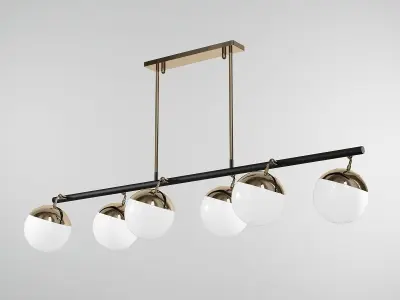 ANVIK five light chandelier with brass and globes 3D model