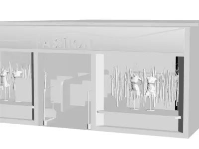 Shop windows in green color 3D model