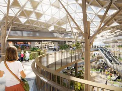 Large Shopping Mall Atrium with Glass Grid Roof 3D model