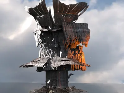 Sci Fi Sith mushroom facility Kitbash  3D model