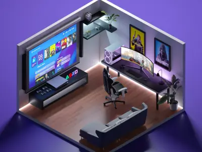 Low poly game room  Low-poly 3D model