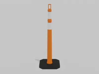 Traffic Cone Delineator Post Low-poly 3D model