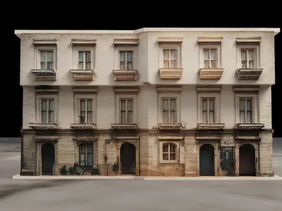 6 Realistic Low Poly Buildings building  Low-poly 3D model