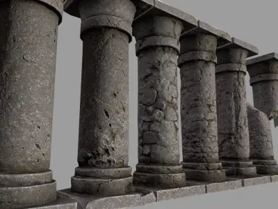pillar set 2 pillars and columns in style of ancient roman ar... Low-poly 3D model