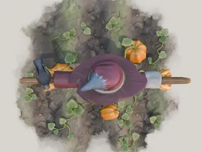 Stylized Handpainted ScareCrow Low-poly 3D model