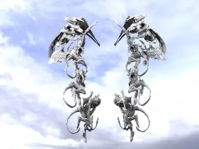 Advent angel statue wings 3D model