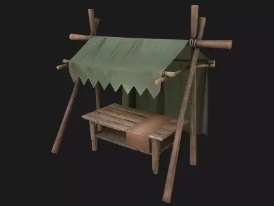 Army Market Tent Low-poly 3D model