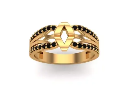 Jewelry gold ring with diamonds 3D print model