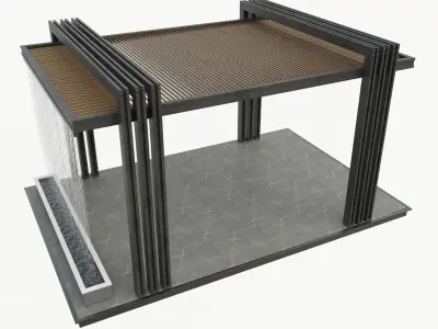 Pergola outdoor structure with metal poles 3D model