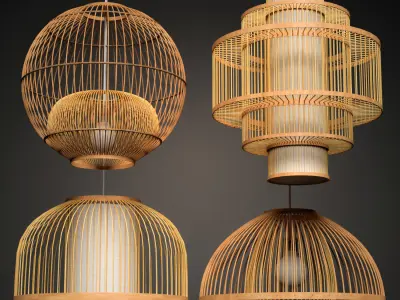 Rattan Lighting Set 6 3D model