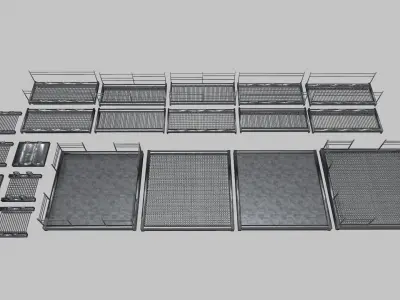 Stair Set of metal racks Low-poly 3D model