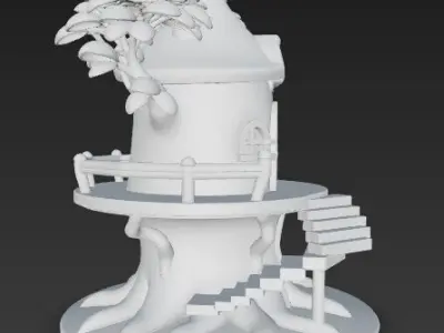 Fairytale Fantasy Treehouse 3D Model 3D print model