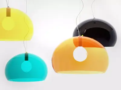 Fly three gold and silver pendant lights 3D model