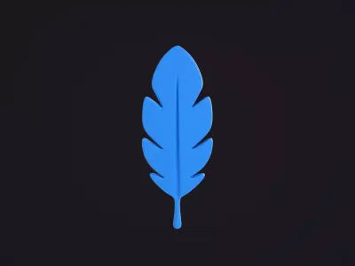 Stylized Blue Feather 3D model
