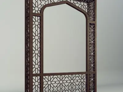 Mashrabiya 3 wooden frame with intricate design 3D model