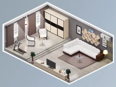 Room 48 Low-poly 3D model