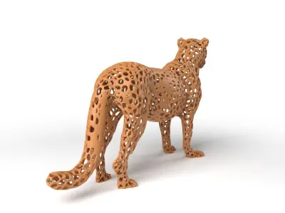 Leopard Voronoi Low-poly 3D model