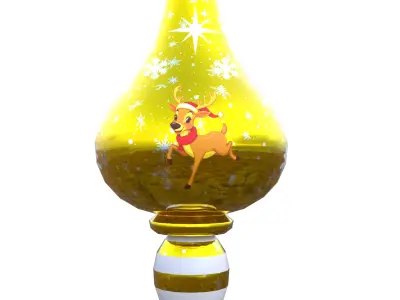 Charming Reindeer Golden Holiday Bauble 3D Model PBR Lowpoly Low-poly 3D model