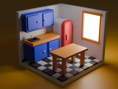 stylized kitchen Free 3D model