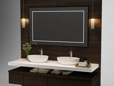 WASHTAFEL TROPICAL WITH DOUBLE TUB 3D model
