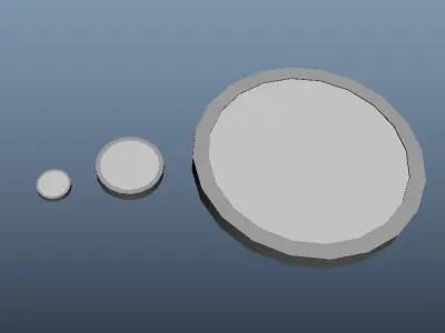 Three spotlights of different sizes Low-poly 3D model
