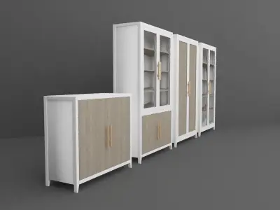 Cabinet Set of office furniture with doors and drawers 3D model