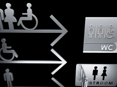 Restroom Directional Door Signs  3D model