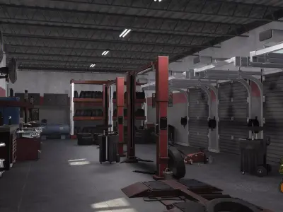 Tire Repair Shop Low-poly 3D model