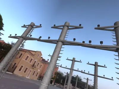 Steel power pole with ladder - Objekt 068 Low-poly 3D model