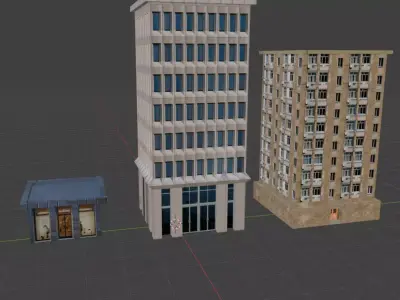 low poly 3 d model building ready for game  Low-poly 3D model