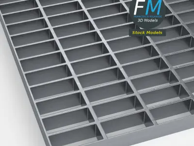 Open mesh steel grating flooring 3D model
