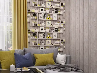 Scandi Shelf Collage Wallpaper Texture  Texture