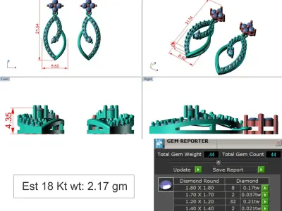 light Wight white gold diamond Earring-Nk-55ER 3D print model