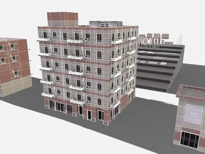 modular kit buildings expansion pack Low-poly 3D model