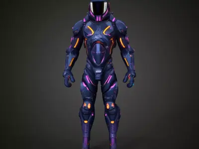 Futuristic combat warrior 3D model