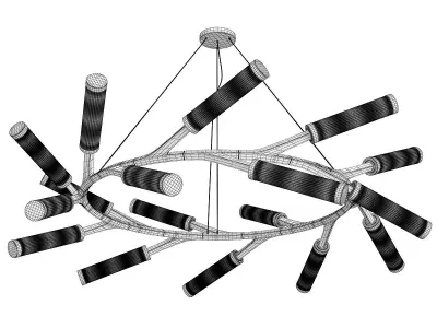 Cylinder Branches Chandelier Ring Black Low-poly 3D model