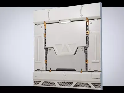 Sci-fi style interior wall deck high model PBR 3D model