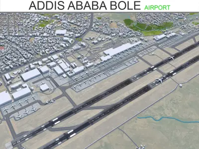 Addis Ababa Bole Airport 10km Low-poly 3D model