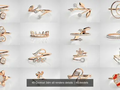 40 Cocktail 3dm stl renders details  3D Model Pack