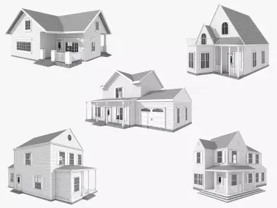  Five House Collection 3D model