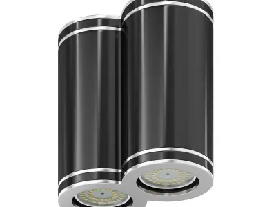 Double Black Cylindrical Light 3D Model 3D model