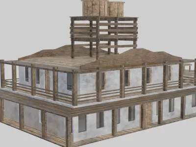 Asset Western town building  Low-poly 3D model