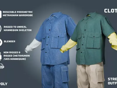 street worker - clothyfic outfit Low-poly 3D model