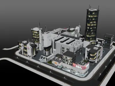 Sci-fi City assets V2 Low-poly 3D model
