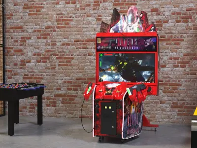  Arcade Machine Aliens Armageddon On State State Rigged for Cinema 4D 