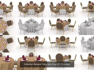 Collection Banquet Table and Chair 05 3D Model Pack