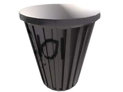 Trashcan trash can with graffiti 3D model